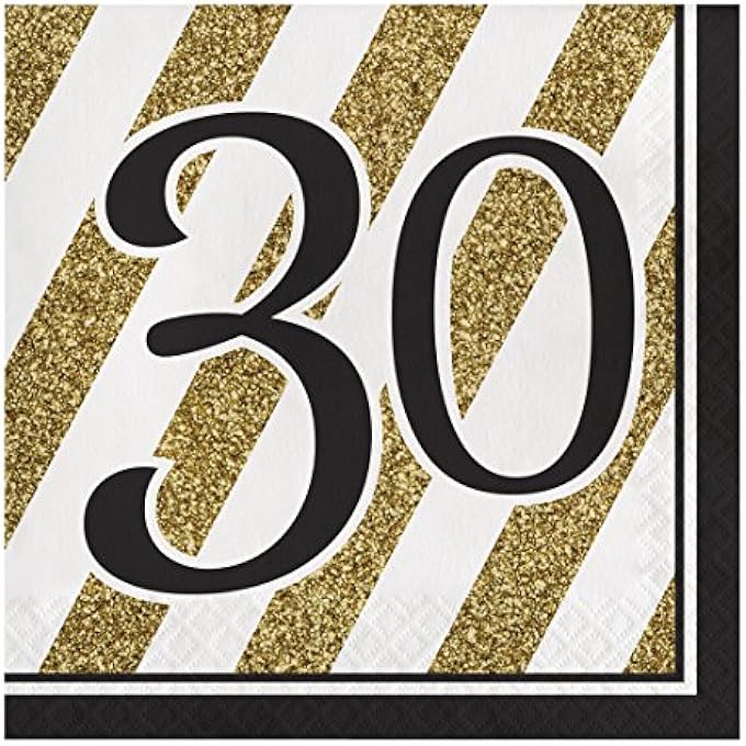 16-COUNT PAPER LUNCH NAPKINS, 30, BLACK AND GOLD, 18, 6 1/2 IN